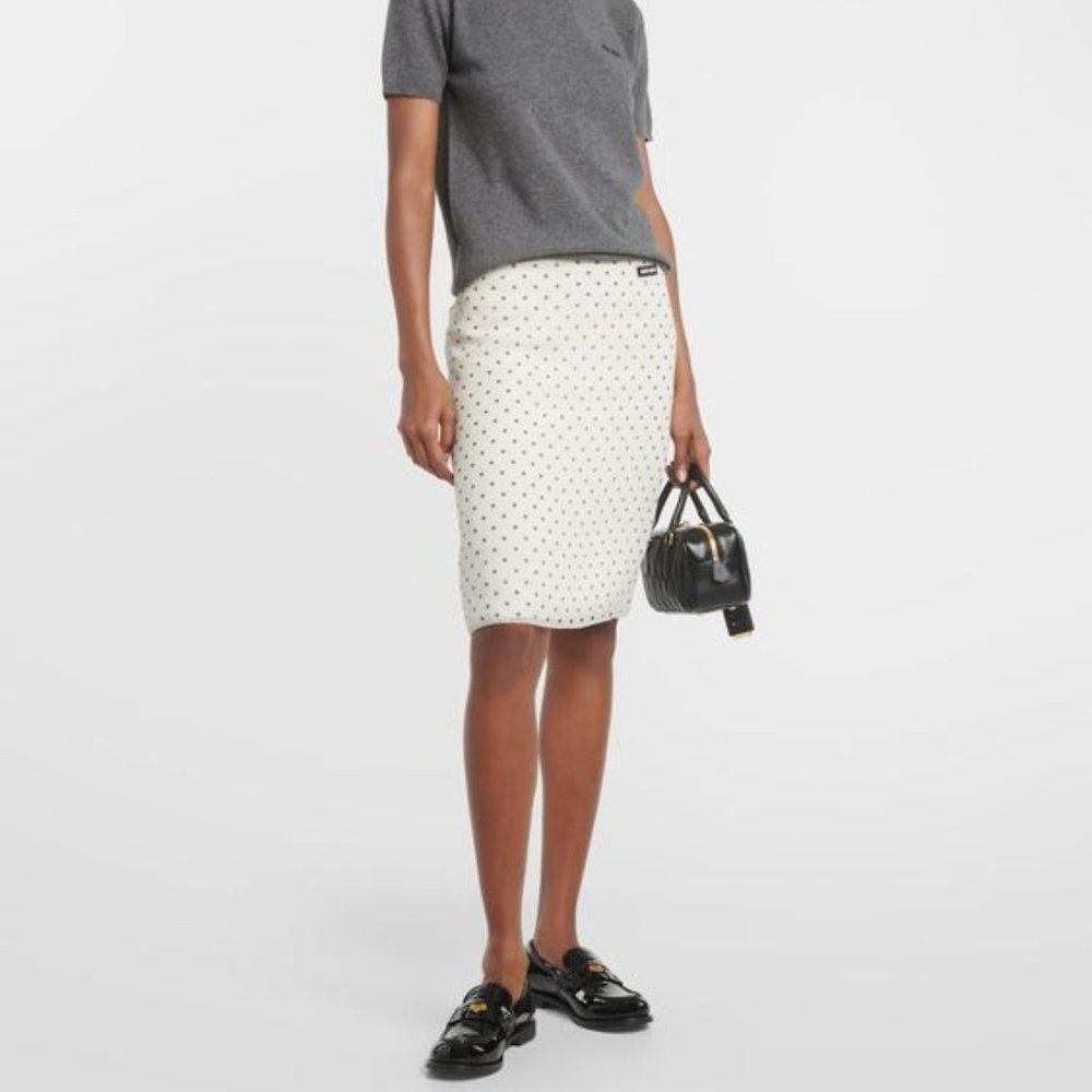 knee length skirt logo style miu miu